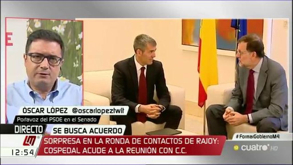 Óscar López, de Rajoy: “Me alegro de que empiece a trabajar, lleva seis meses parado”