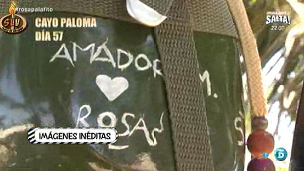 Amador pone el nombre de Rosa en su cantimplora acompañado de un corazón