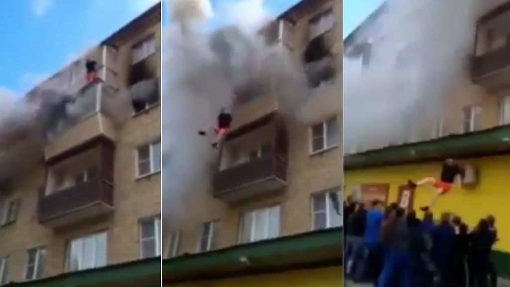 Una familia salta desde un quinto piso para salvar la vida gracias a los vecinos