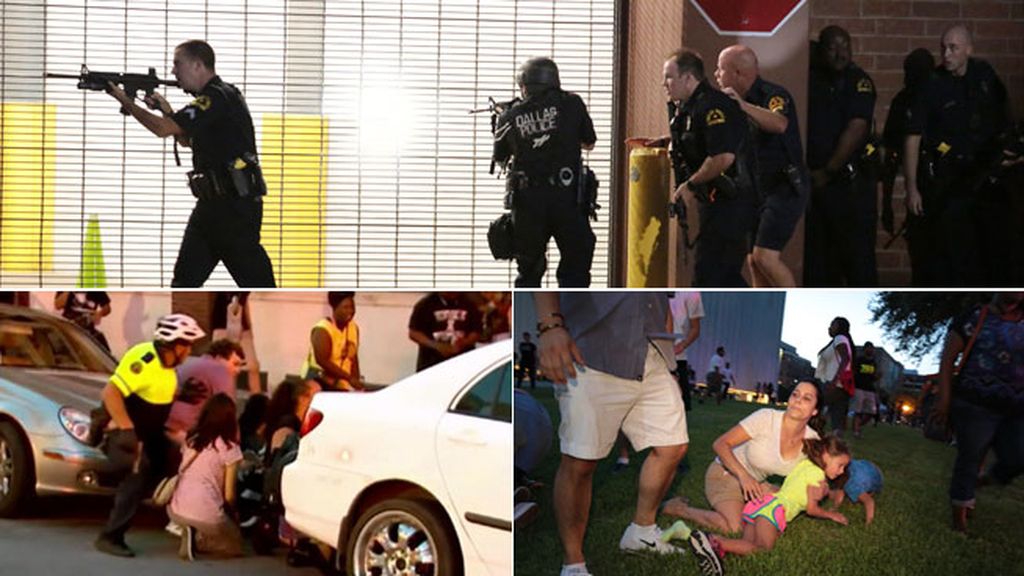 Escenas de pánico en Dallas: Cinco agentes asesinados a tiros