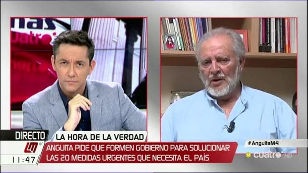Julio Anguita bromea: “¿Otras elecciones? Me iría del país porque es muy aburrido”