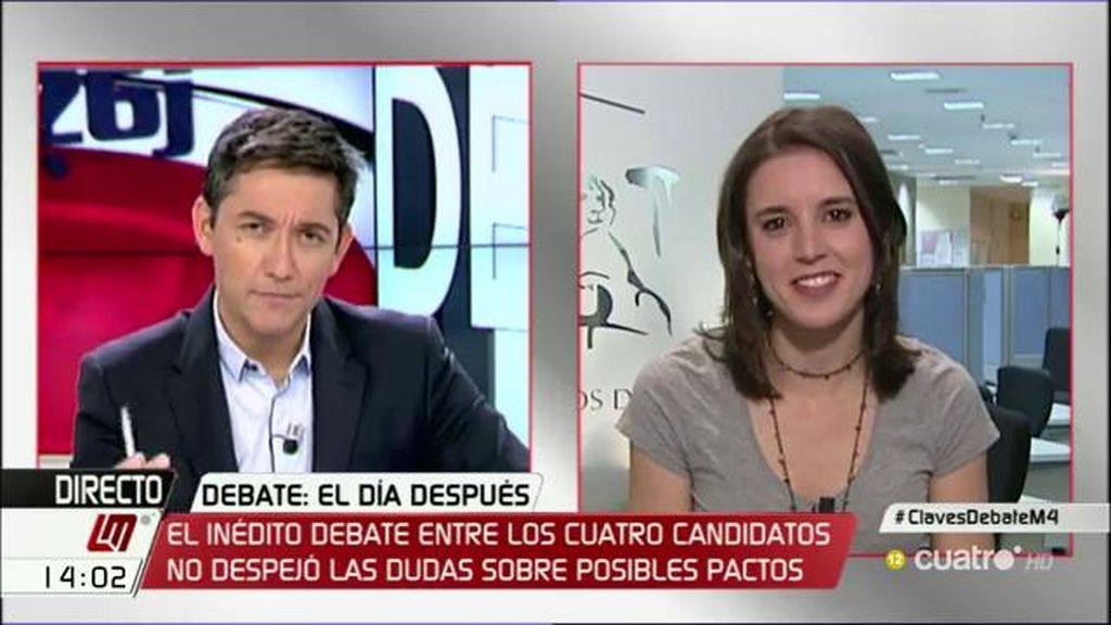 Irene Montero: "A Rajoy no le explicamos lo malo de nuestro país, sino lo malas que han sido sus políticas"