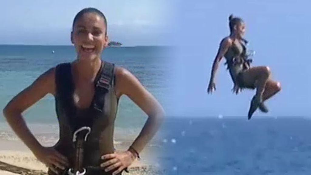 Lara Álvarez, salta del helicóptero: "Tengo el pulso para robar panderetas"