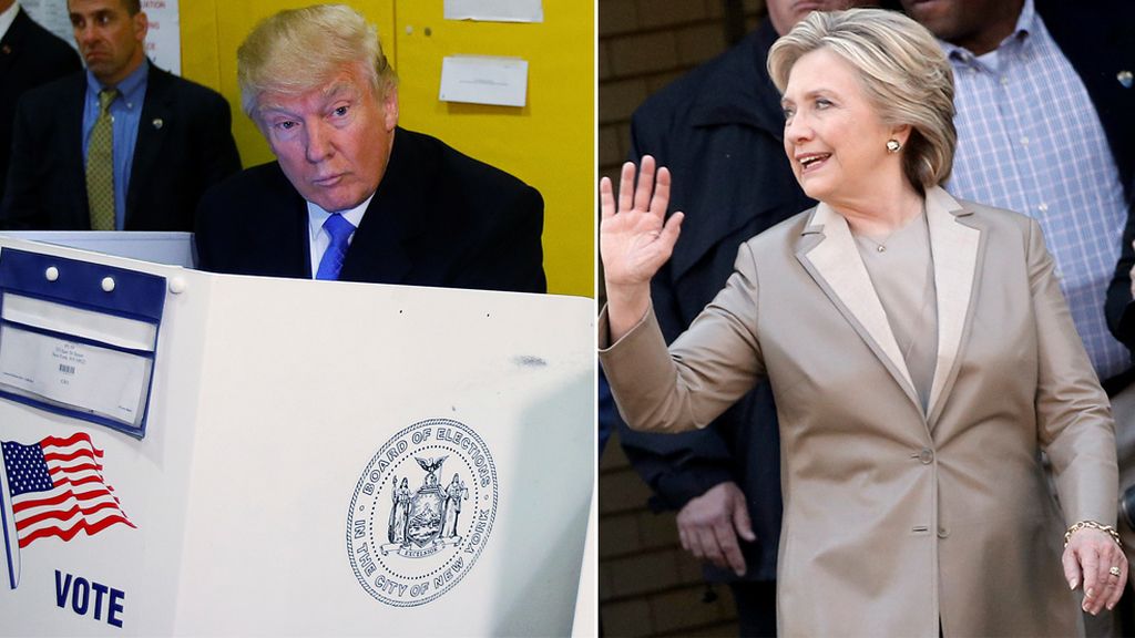 Gritos de apoyo para Hillary y abucheos para Trump en la jornada electoral