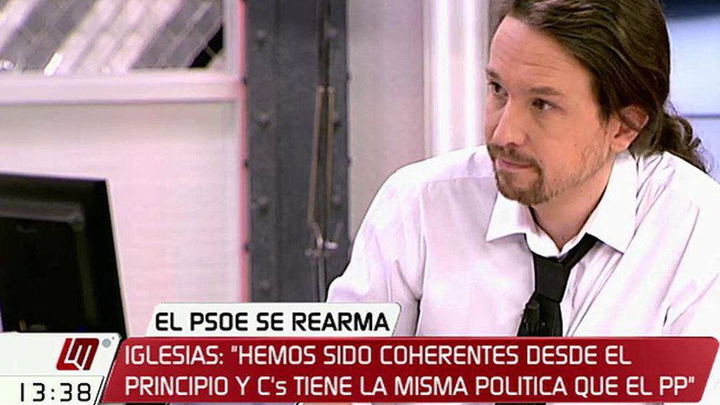 Pablo Iglesias: "Pedro Sánchez no se debería equivocar de adversario, el adversario no somos nosotros, es el PP"