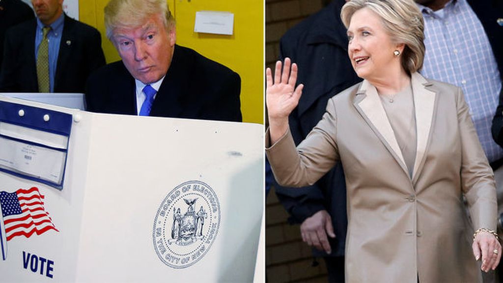 Gritos de apoyo para Hillary y abucheos para Trump en la jornada electoral