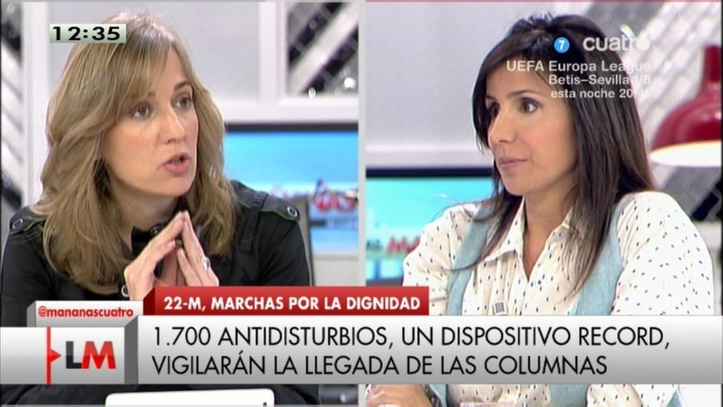 Tania Sánchez: "Nos preocupa que agentes externos revienten la marcha del 22M"