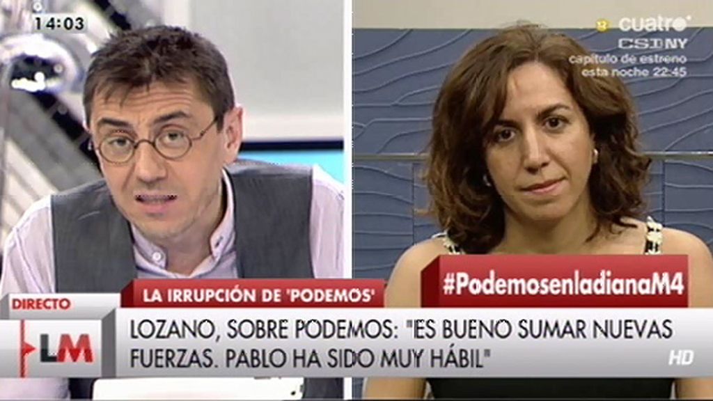 I. Lozano a J.C. Monedero: “Lo que queda claro es que a ti te pone nervioso Rosa Díez”