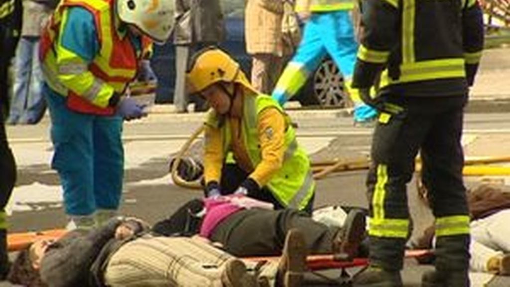Simulacro de accidente en el centro de Madrid