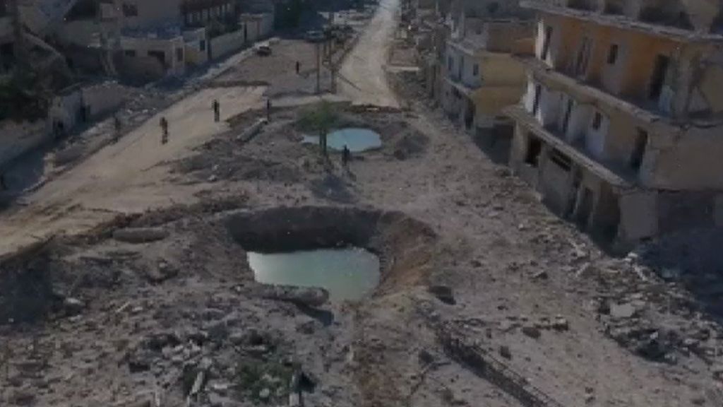 Un dron muestra la destrucción de la ciudad siria de Alepo
