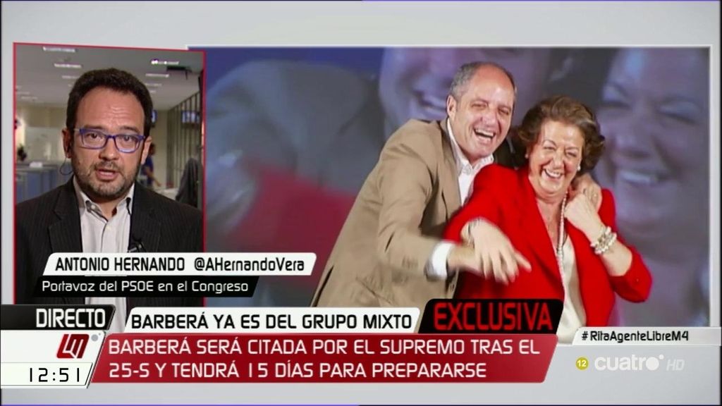 Antonio Hernando: "Rajoy no tiene autoridad moral sobre Rita y los ‘rebeldes"