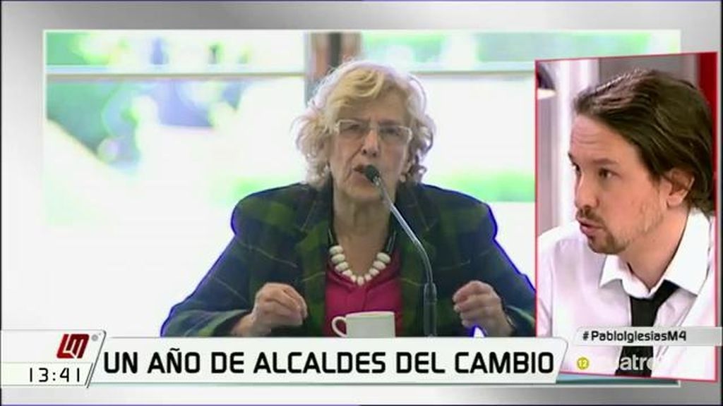 Pablo Iglesias: “Manuela Carmena nunca ha hecho campaña por nadie”