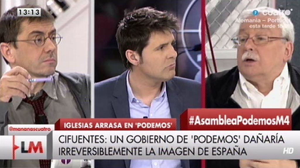 Juan Carlos Monedero, a Joaquín Leguina: "Tienen miedo a que los 35 años de gobierno de la casta pasen al pasado"