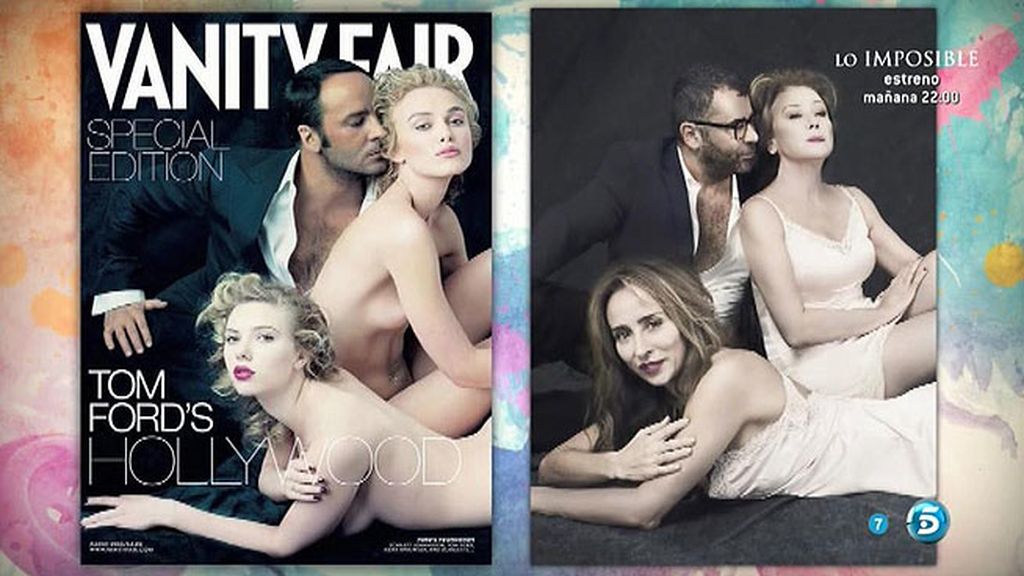 Jorge Javier como Tom Ford en 'Vanity Fair' con Mila Ximénez y María Patiño