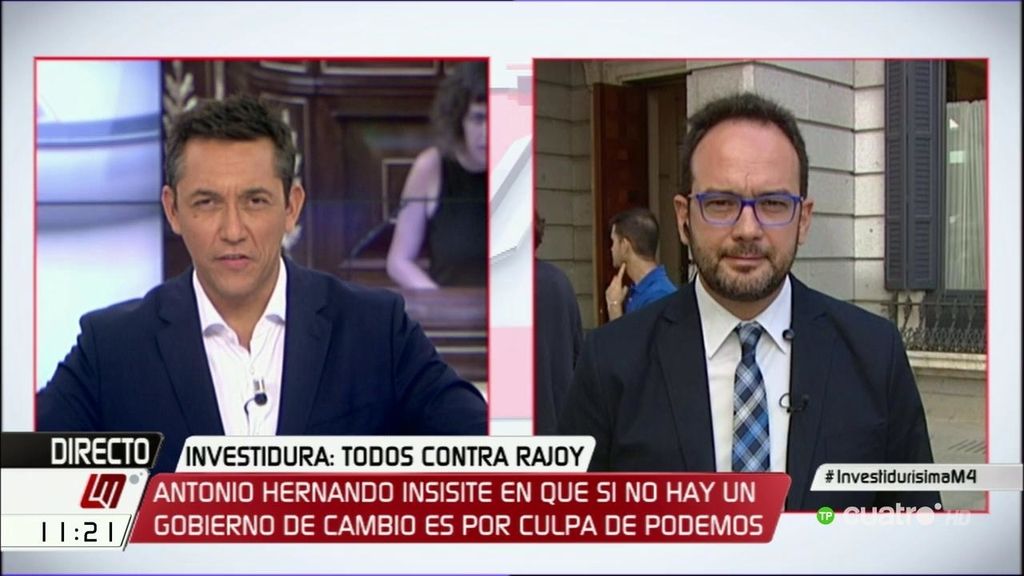 Antonio Hernando: "Rajoy es el único español que quiere terceras elecciones"