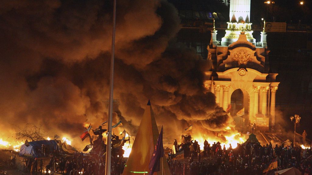 La Plaza de la Independencia, en Kiev, bastión de los proeuropeístas ucranianos