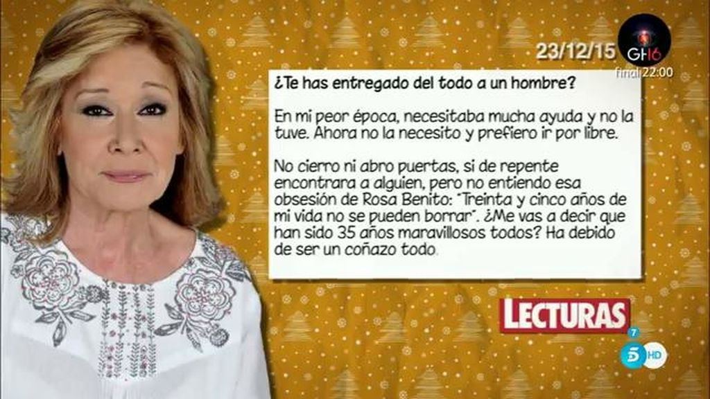 Mila Ximénez, en ‘Lecturas’: “Cuando me casé con Manolo mi vida era perfecta, era un mundo ideal y yo quería salir corriendo”