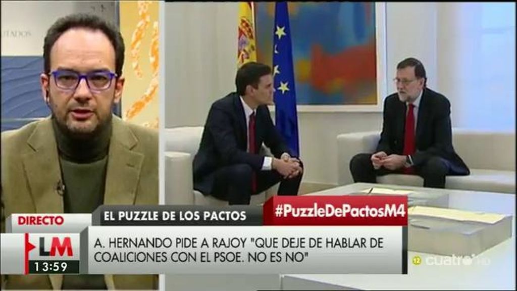A. Hernando: “La unidad de España no la discutimos y lo que decimos a otros grupos es que no conviene que la pongan en duda”