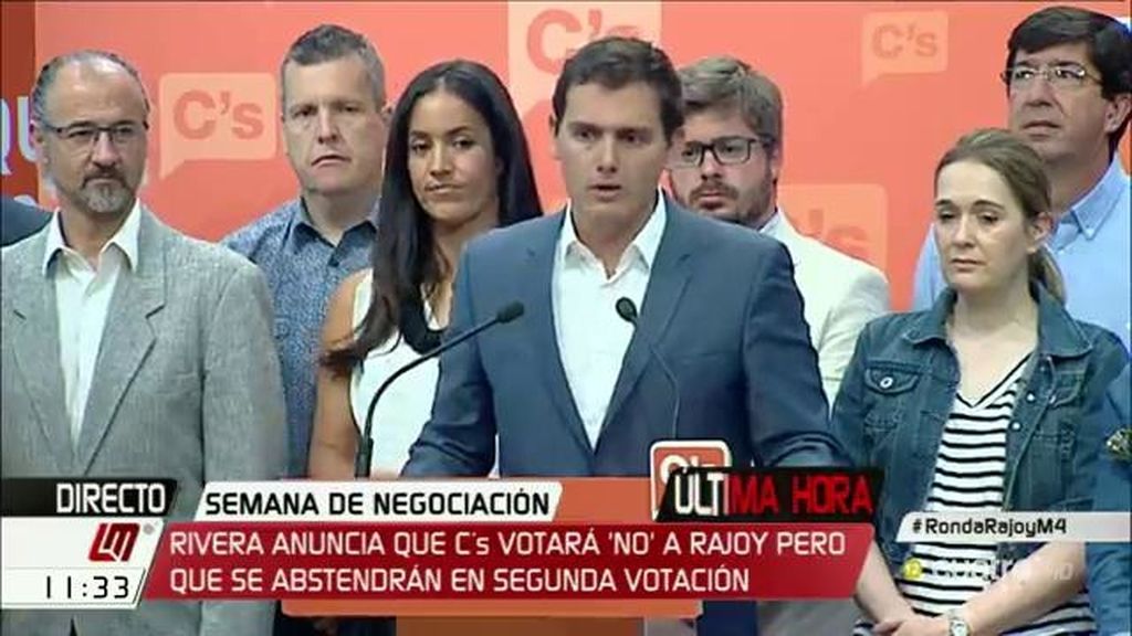 Ciudadanos votará no a Rajoy en la primera votación y se abstendrá en la segunda