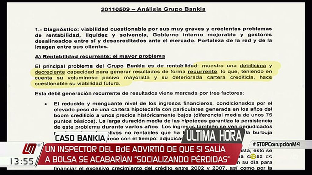 Se demuestra que el Banco de España sabía que la salida a bolsa de Bankia no era viable