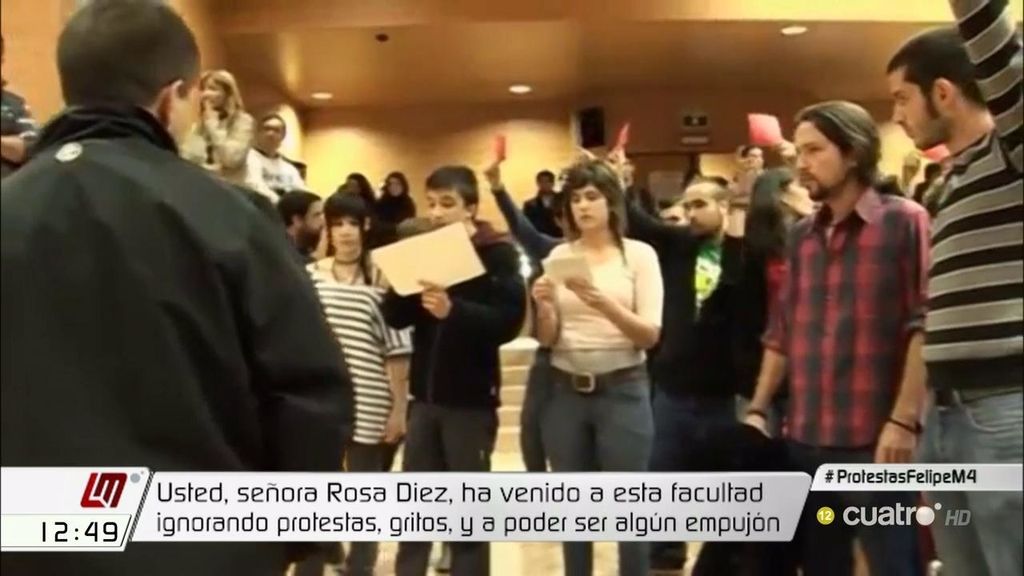 Las imágenes de Pablo Iglesias en el boicot estudiantil a Rosa Díez