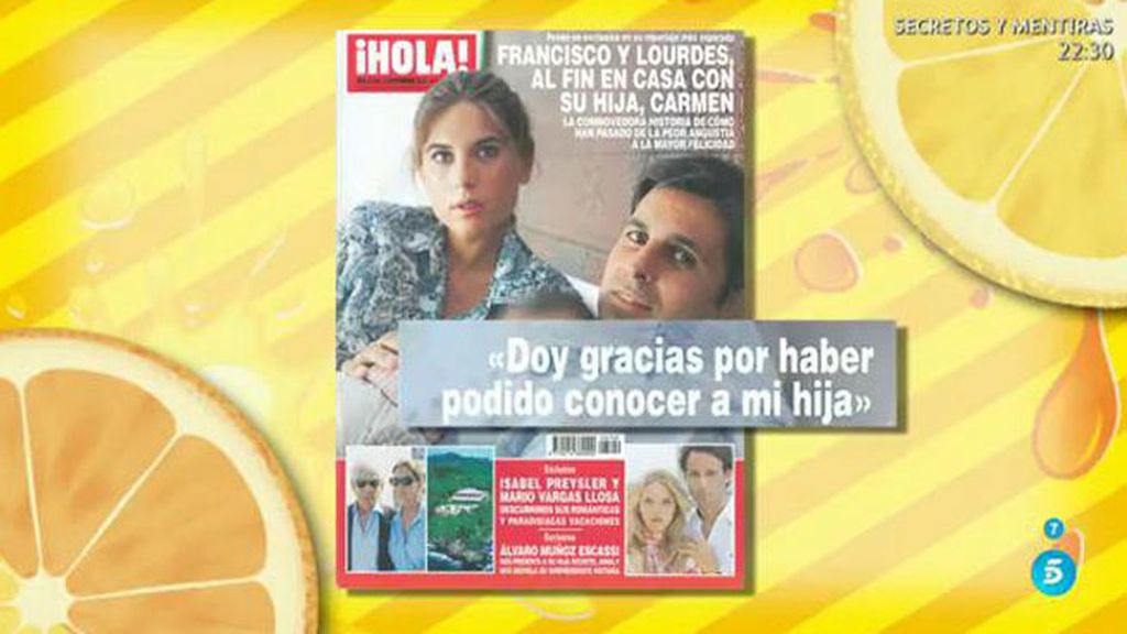 Francisco y Lourdes posan con la pequeña Carmen en la revista 'Hola'