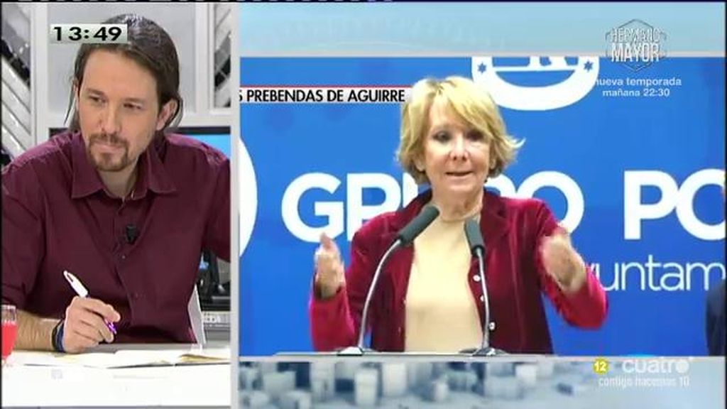 Pablo Iglesias: "Aguirre se está riendo de todos los españoles a la cara"