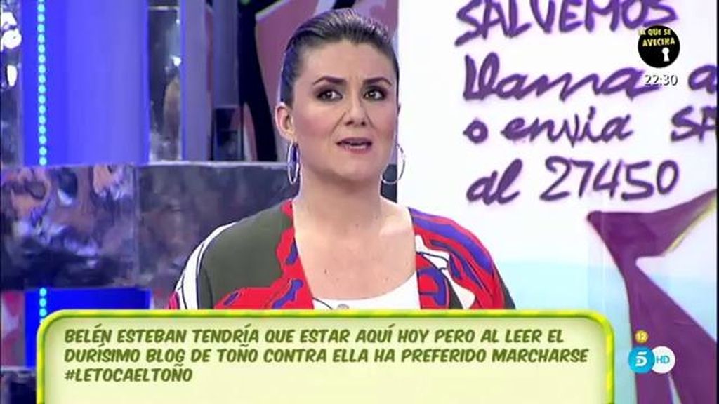 Belén Esteban, muy afectada por las palabras de Toño Sanchís