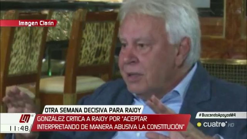 Felipe González: “Rajoy ha aceptado el encargo interpretando, a mi juicio, de manera abusiva la Constitución”