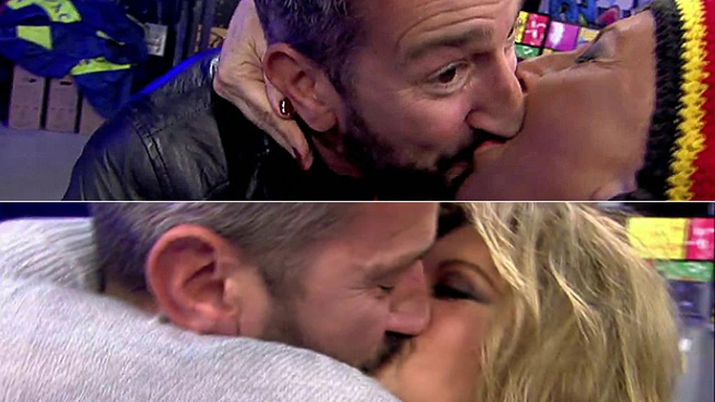 Los besos de Terelu Campos y Karmele Marchante con David Valldeperas