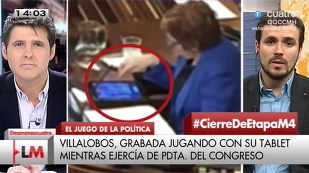 Garzón cree "indignante" que Villalobos jugara a un videojuego cuando ejercía como presidenta del Congreso