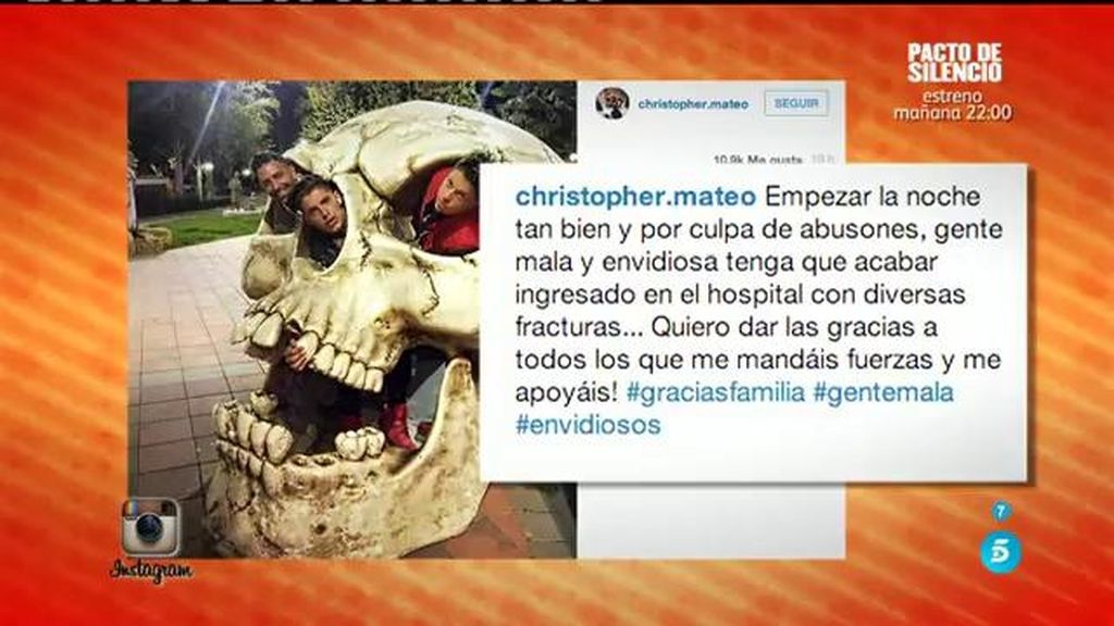 Christopher Mateo: “Empezar tan bien la noche y acabar en el hospital por culpa de unos abusones”