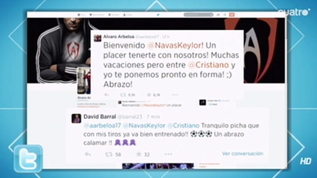 Arbeloa y Barral se 'pelean' en Twitter por poner en forma a Keylor Navas