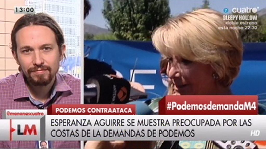 Pablo Iglesias: "La señora Aguirre tendrá que demostrar que no ha cometido ningún delito"