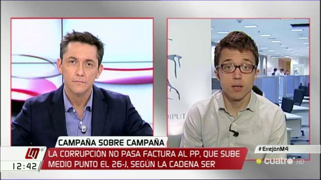 Errejón: "Creo que Rajoy tiene la mano quemada de tanto ponerla en el fuego"