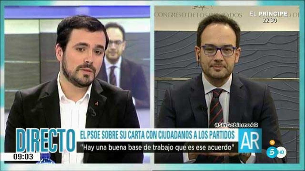 Alberto Garzón: "El acuerdo con Ciudadanos es incompatible con nosotros"
