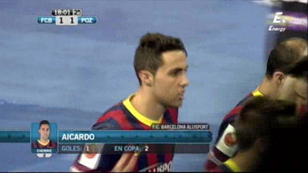 Aicardo culmina una jugada de Tiki Taka del Barça frente ElPozo (1-1)