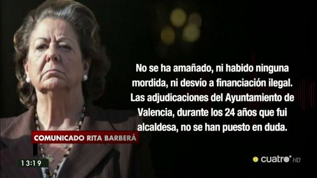 Rita Barberá: “Ante los juicios paralelos y condenas mediáticas pido mesura y respeto al Estado de derecho”