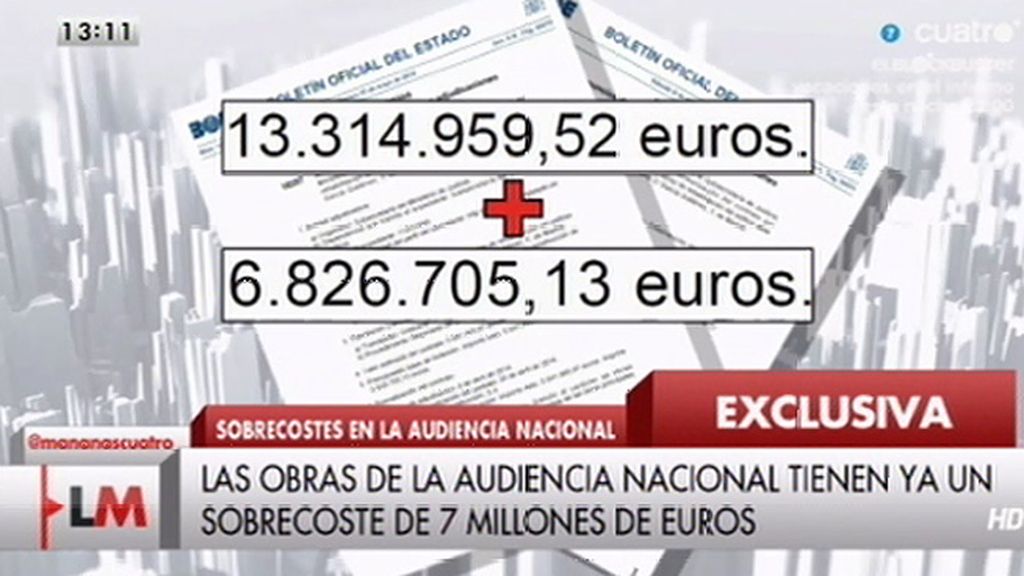 Las obras de la Audiencia Nacional tienen ya un sobrecoste de 7 millones de euros