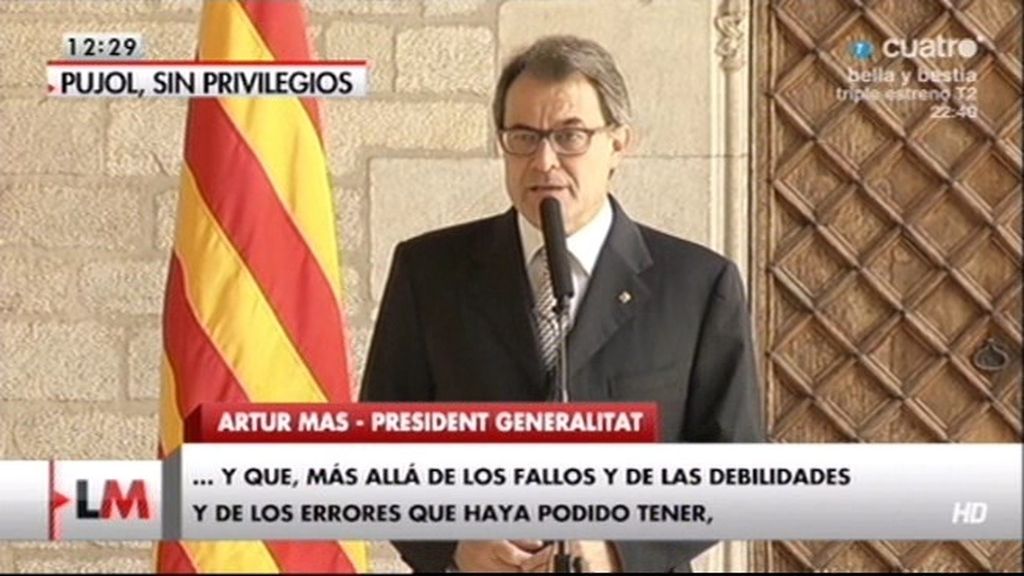 Artur Mas: "Pujol es mi padre político y el dolor es muy grande"
