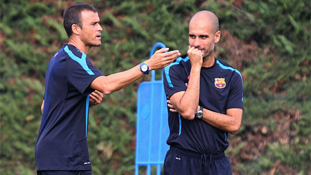 Los parecidos razonables de Guardiola y Luis Enrique en el banquillo del Barça