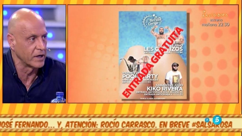 K. Rivera estaba anunciado en un local de 5 euros el pase y ahora es gratis, según Kiko M.