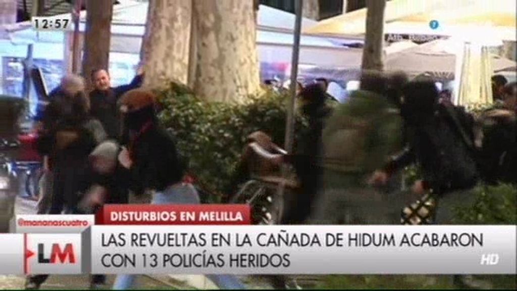 Trece policías heridos en Melilla