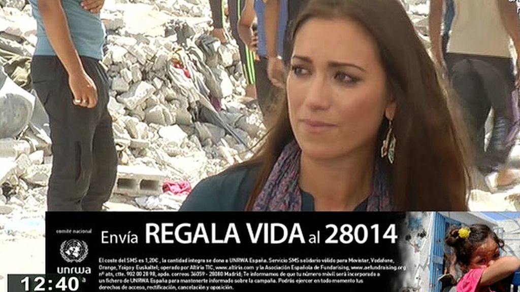 Patricia Pardo, muy emocionada en la despedida de Gaza