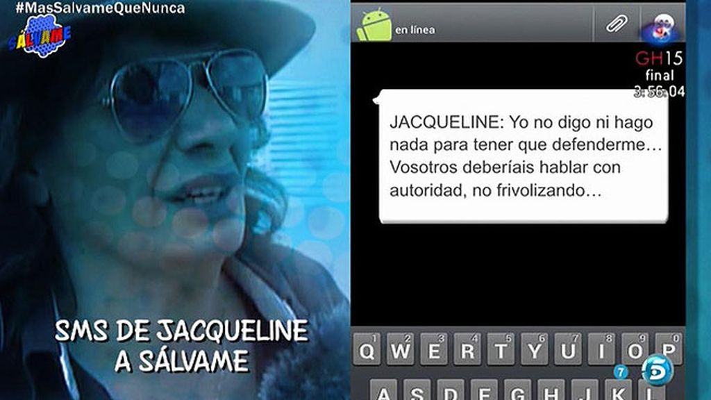 El mensaje de Jacqueline a 'Sálvame': "Todo lo que habláis es falso e inventado"