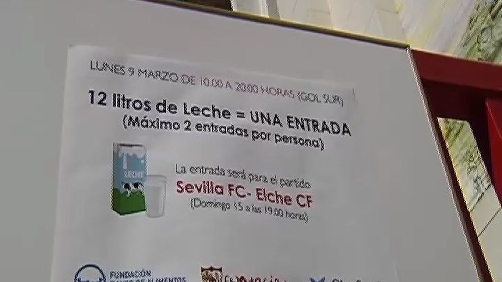 El Sevilla ofrece entradas a cambio de leche