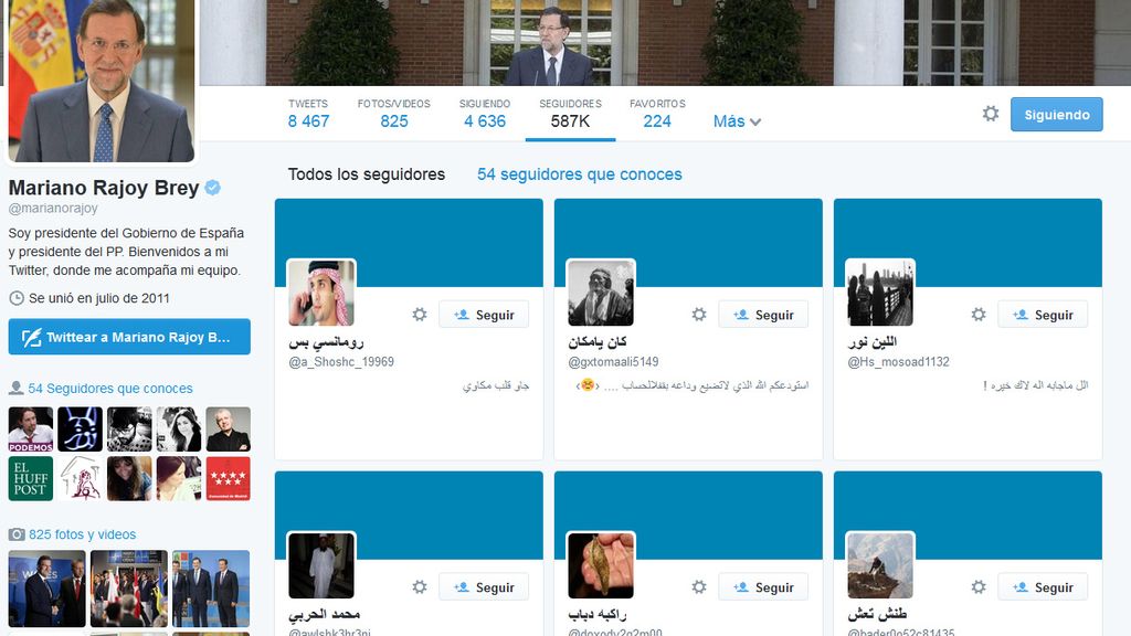 La extraña avalancha de seguidores árabes en el Twitter del Rajoy