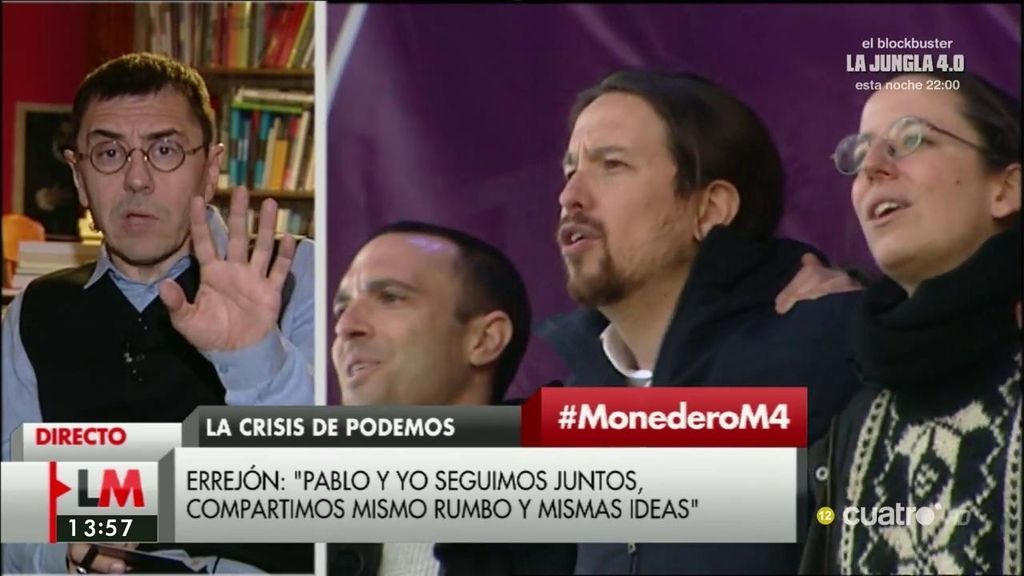 Juan Carlos Monedero: “Les molesta que un Podemos fuerte cuestione ese tipo de gran coalición encubierta”