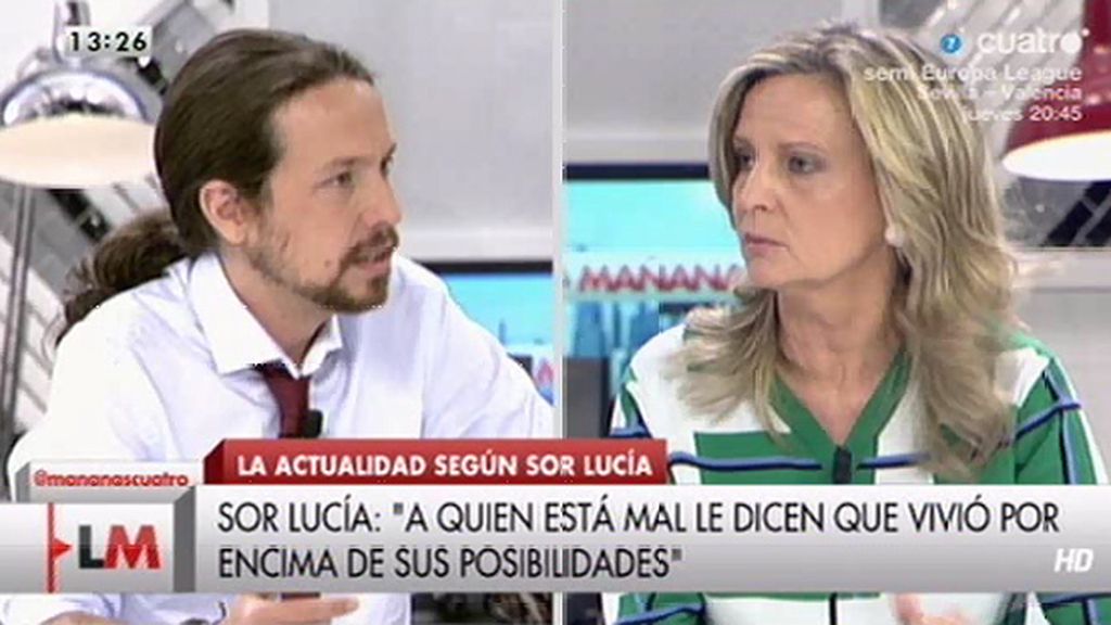 Isabel San Sebastián cree sor Lucía Caram debería ir en las listas con Pablo Iglesias