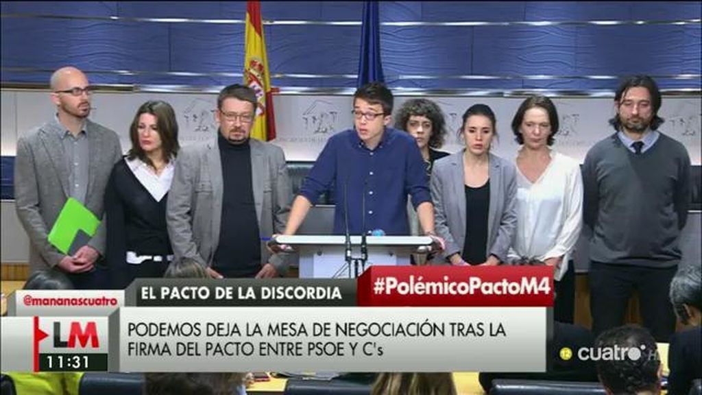 Errejón, del acuerdo de PSOE y Ciudadanos: “Está redactado pensando en el PP y no en Podemos”